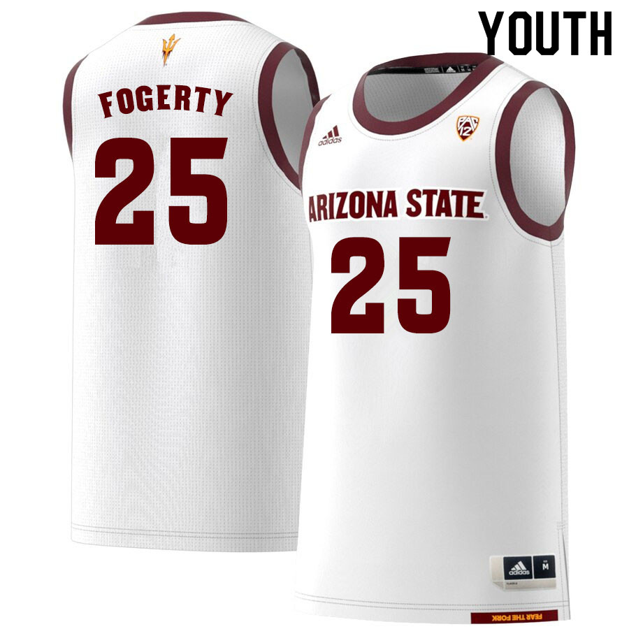 Youth #25 Grant Fogerty Arizona State Sun Devils College Basketball Jerseys Sale-White